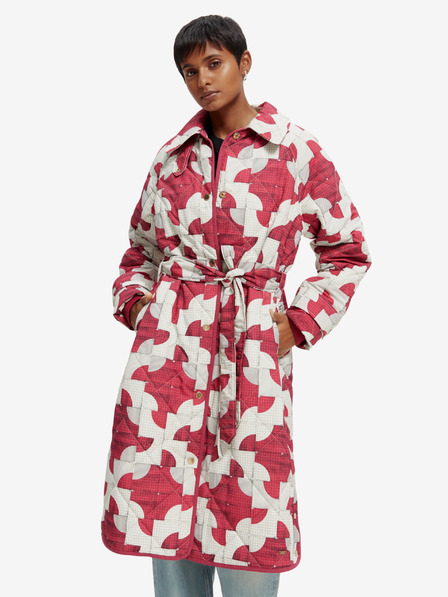 Scotch & Soda Weiß und rosa gemusterter Damen-Stepp-Wintermantel Scotch & Soda