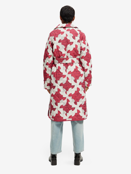 Scotch & Soda Weiß und rosa gemusterter Damen-Stepp-Wintermantel Scotch & Soda