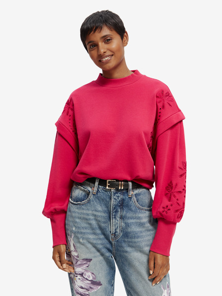 Scotch & Soda Dunkelrosa Damen-Sweatshirt mit übergroßen Ballonärmeln Scotch & Soda