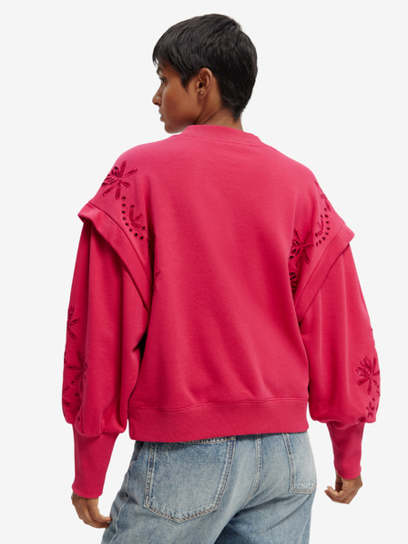 Scotch & Soda Dunkelrosa Damen-Sweatshirt mit übergroßen Ballonärmeln Scotch & Soda