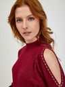Orsay Burgunderrotes Damen-Pulloverkleid mit Ausschnitten ORSAY