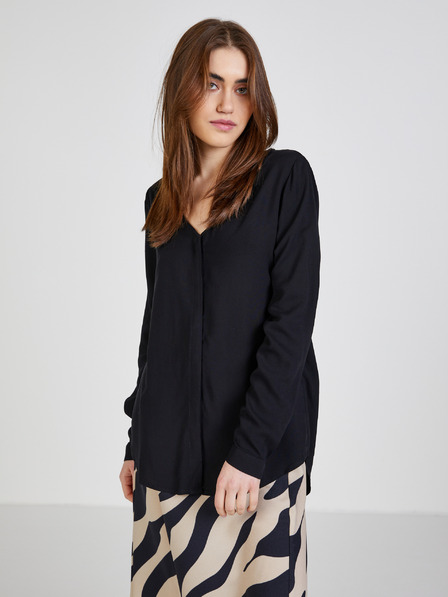 Vila Schwarze Bluse mit verlängertem Rücken VILA Paya