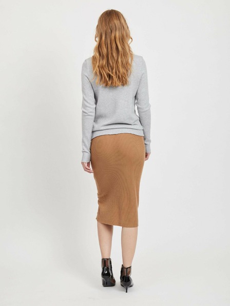 Vila VILA Viril hellgrauer Basic-Pullover