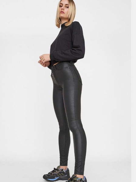 Noisy May Schwarze Leder Skinny Fit Hose Noisy May Callie