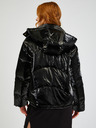 Armani Exchange Schwarze glänzende Steppjacke für Frauen mit abnehmbarer Kapuze Armani Exchange