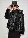 Armani Exchange Schwarze glänzende Steppjacke für Frauen mit abnehmbarer Kapuze Armani Exchange
