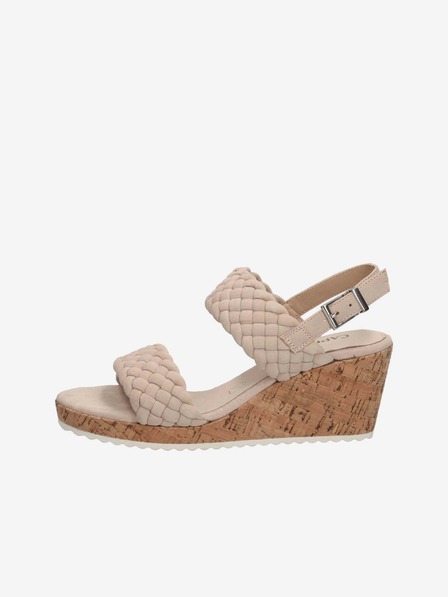 Caprice Beige Damen-Keilsandalen aus Leder von Caprice