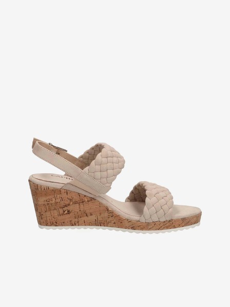 Caprice Beige Damen-Keilsandalen aus Leder von Caprice