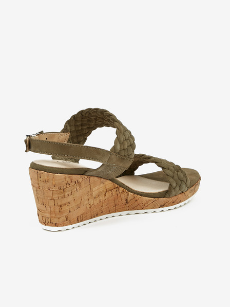 Caprice Khakifarbene Damen-Keilsandalen aus Leder von Caprice
