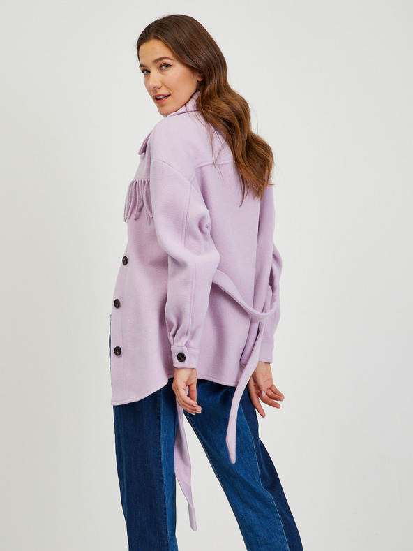 Orsay Hellviolette Hemdjacke mit Fransen ORSAY