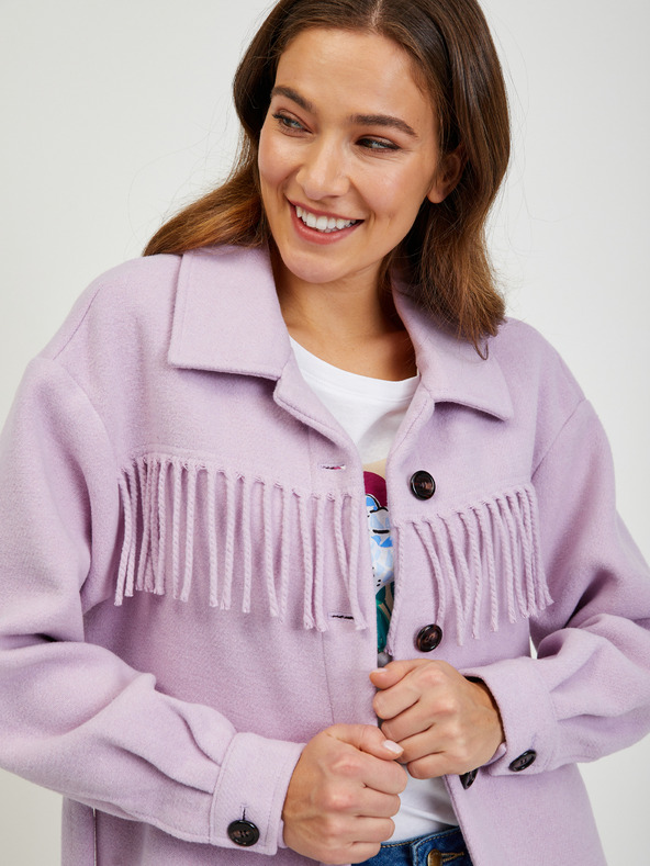 Orsay Hellviolette Hemdjacke mit Fransen ORSAY