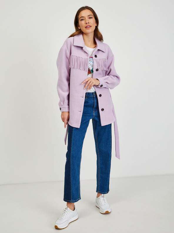 Orsay Hellviolette Hemdjacke mit Fransen ORSAY