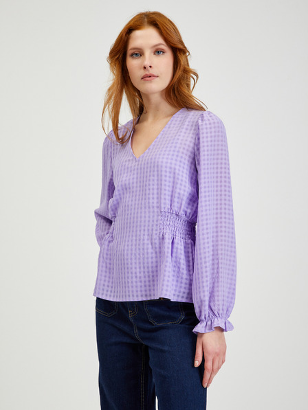 Orsay Hellviolette karierte Damenbluse ORSAY