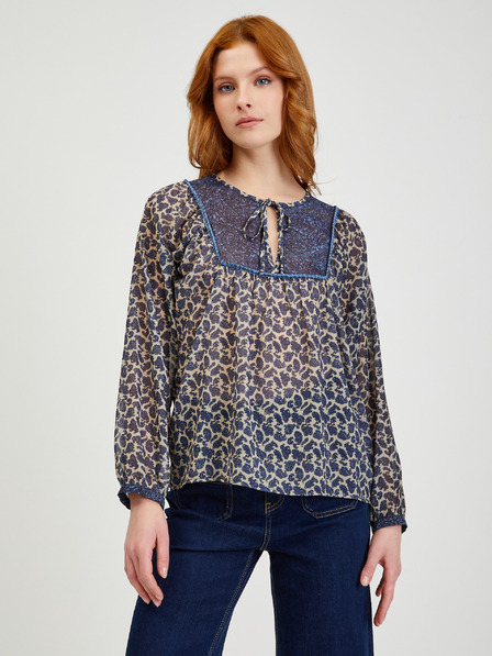 Orsay Dunkelblaue gemusterte Damenbluse ORSAY