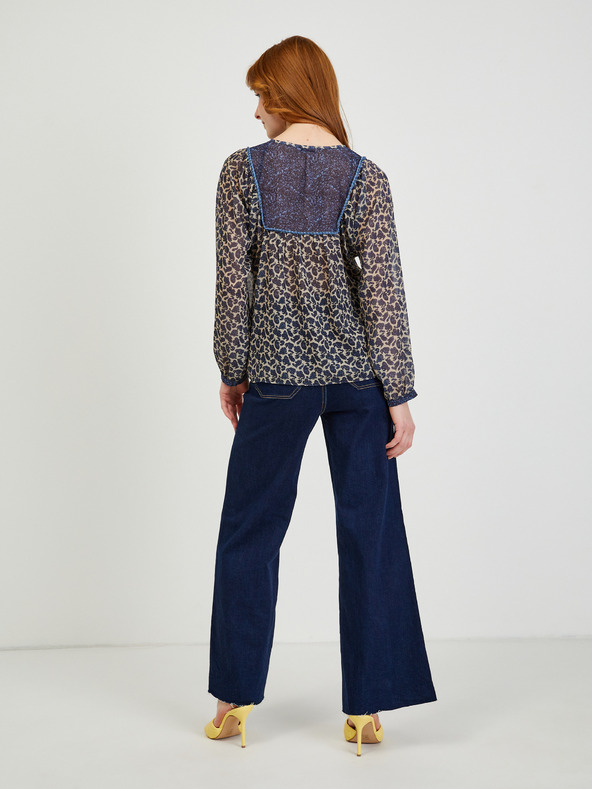 Orsay Dunkelblaue gemusterte Damenbluse ORSAY