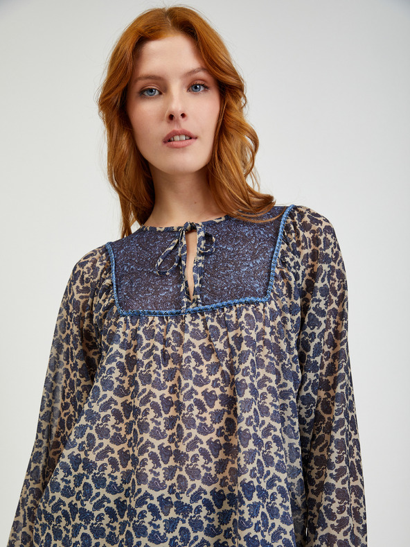 Orsay Dunkelblaue gemusterte Damenbluse ORSAY