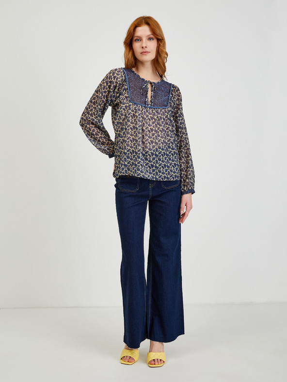 Orsay Dunkelblaue gemusterte Damenbluse ORSAY