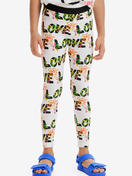 Desigual Weiße gemusterte Leggings für Mädchen Desigual Garden