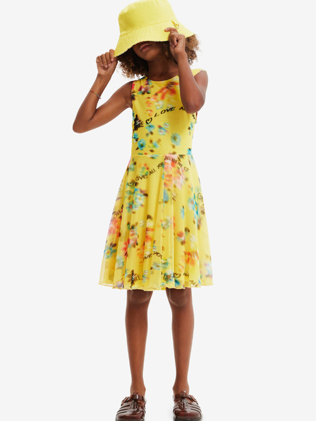 Desigual Desigual Gardenia Gelbes Mädchen-Blumenkleid