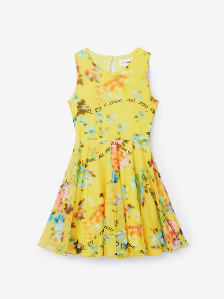 Desigual Desigual Gardenia Gelbes Mädchen-Blumenkleid