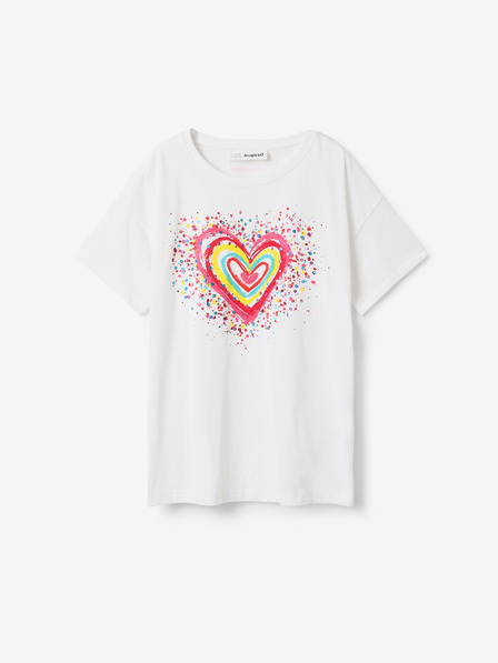 Desigual Weißes Desigual Heart Mädchen T-Shirt