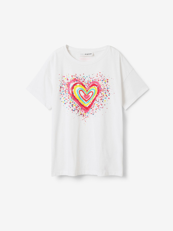 Desigual Weißes Desigual Heart Mädchen T-Shirt