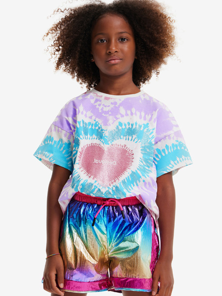Desigual Weißes und lila Batik-T-Shirt für Mädchen Desigual Hippie