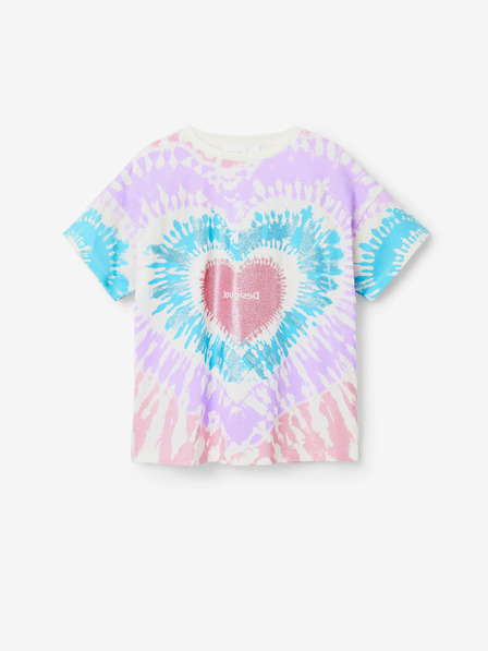 Desigual Weißes und lila Batik-T-Shirt für Mädchen Desigual Hippie