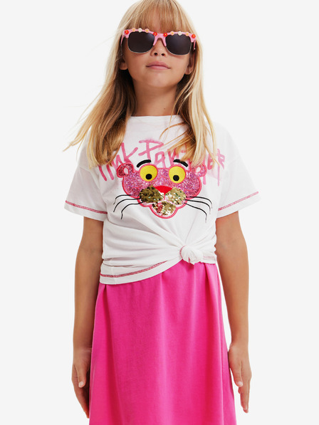 Desigual Weißes Desigual Pink Panther Mädchen-T-Shirt