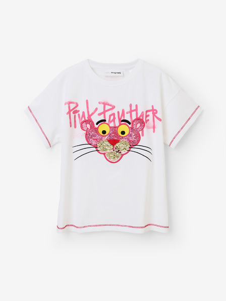 Desigual Weißes Desigual Pink Panther Mädchen-T-Shirt