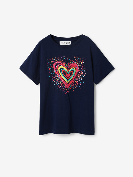 Desigual Dunkelblaues Desigual Heart Mädchen-T-Shirt