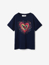 Desigual Dunkelblaues Desigual Heart Mädchen-T-Shirt