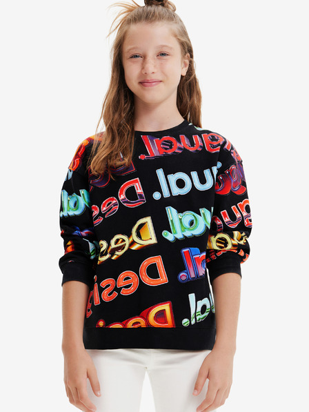 Desigual Schwarzes Desigual Sweat Xocolat Gemustertes Sweatshirt für Kinder