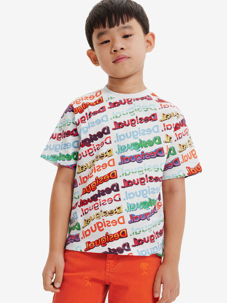 Desigual Weißes gemustertes T-Shirt für Kinder Desigual Logomania
