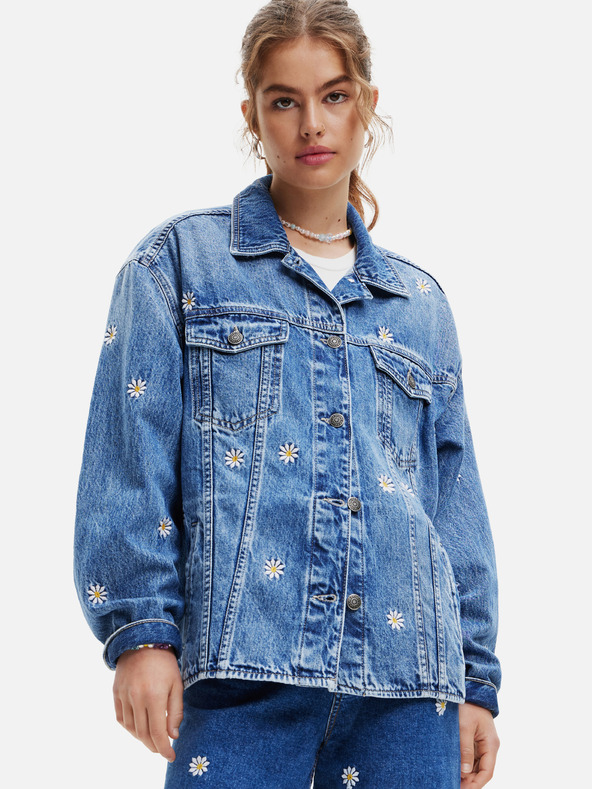 Desigual Blaue gemusterte Jeansjacke für Damen Desigual Aramis