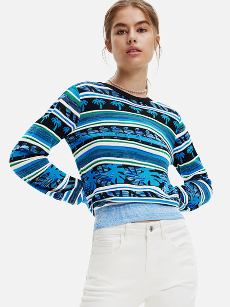 Desigual Blauer gestreifter Damenpullover von Desigual Rainforest