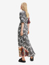 Desigual Weißes und schwarzes gemustertes Damen Maxikleid mit Cutouts Desigual Sirsal