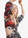 Desigual Weißes und schwarzes gemustertes Damen Maxikleid mit Cutouts Desigual Sirsal