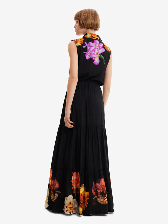 Desigual Desigual Suiza-Lacroix Schwarzes Damen Shirt Maxikleid mit Blumenmuster