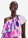 Desigual Desigual Jan-Lacroix rosa geblümtes Kleid mit einer Schulter
