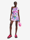 Desigual Desigual Jan-Lacroix rosa geblümtes Kleid mit einer Schulter