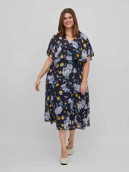 Vila Dunkelblaues geblümtes Midikleid für Damen VILA Rilla
