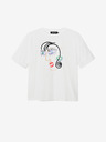 Desigual Weißes Desigual Damen T-Shirt mit Gesicht