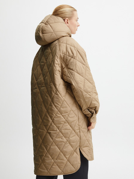 ICHI Beige Damen Stepp-Wintermantel mit Kapuze ICHI