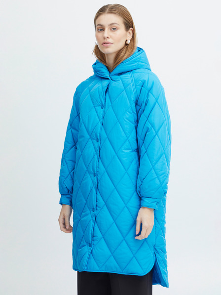 ICHI Blauer Damen Stepp-Wintermantel mit Kapuze ICHI