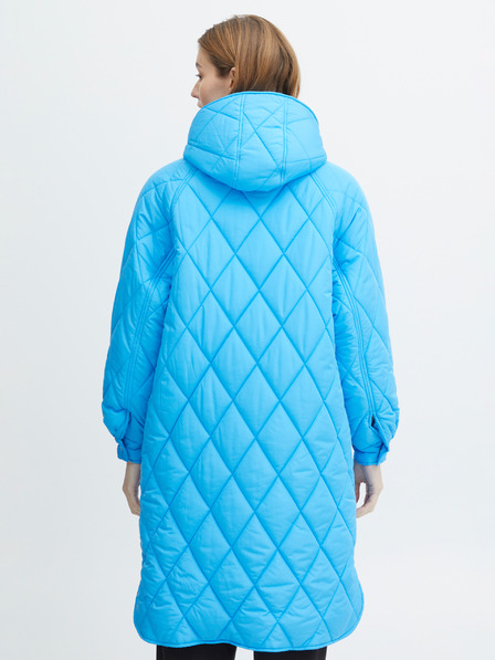 ICHI Blauer Damen Stepp-Wintermantel mit Kapuze ICHI