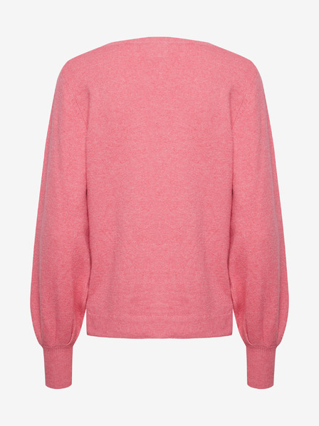 ICHI Leichter rosa Damenpullover mit Ballonärmeln ICHI