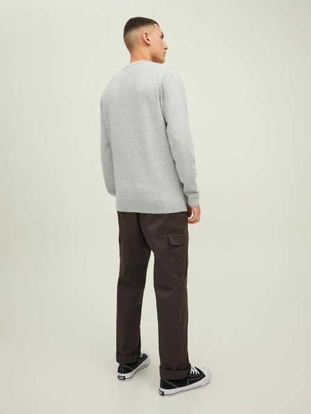 Jack & Jones Jack & Jones Otto hellgrau gerippter Basic-Pullover