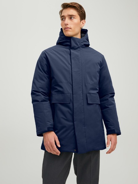 Jack & Jones Dunkelblauer Jack & Jones Blatiger Kapuzenparka