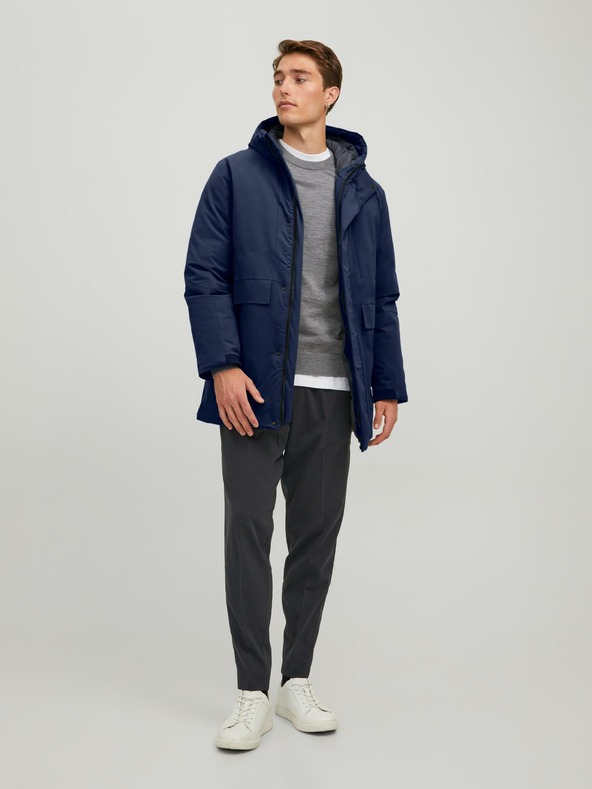 Jack & Jones Dunkelblauer Jack & Jones Blatiger Kapuzenparka